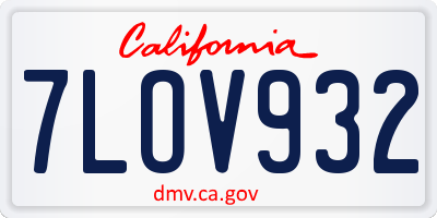 CA license plate 7LOV932