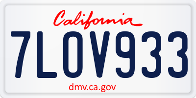 CA license plate 7LOV933
