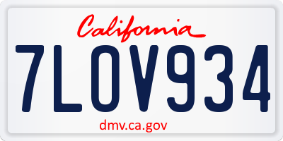 CA license plate 7LOV934