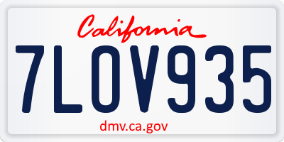 CA license plate 7LOV935