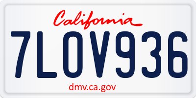 CA license plate 7LOV936