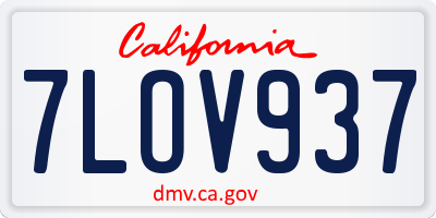 CA license plate 7LOV937