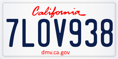 CA license plate 7LOV938