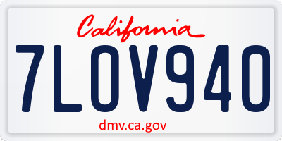 CA license plate 7LOV940