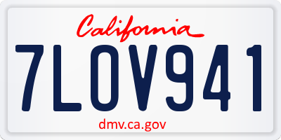 CA license plate 7LOV941