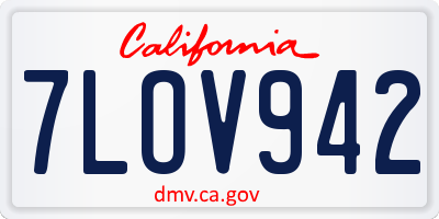 CA license plate 7LOV942