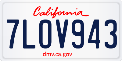 CA license plate 7LOV943