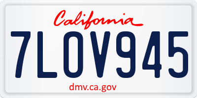 CA license plate 7LOV945