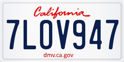 CA license plate 7LOV947