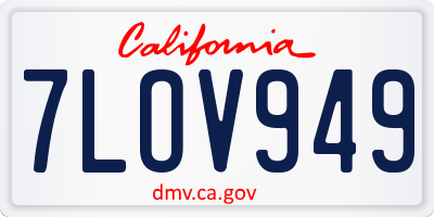 CA license plate 7LOV949