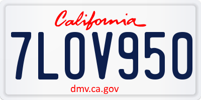 CA license plate 7LOV950