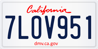 CA license plate 7LOV951
