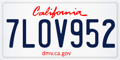 CA license plate 7LOV952