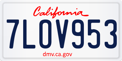 CA license plate 7LOV953