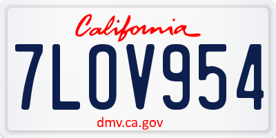 CA license plate 7LOV954