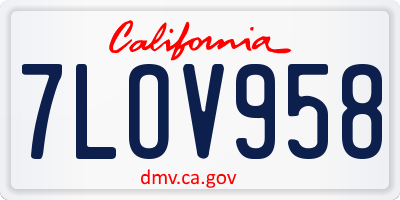 CA license plate 7LOV958