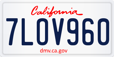 CA license plate 7LOV960