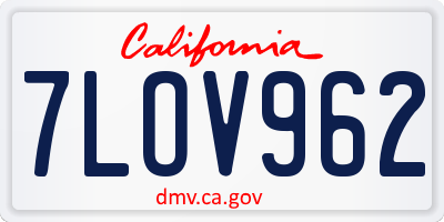 CA license plate 7LOV962