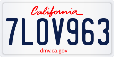 CA license plate 7LOV963