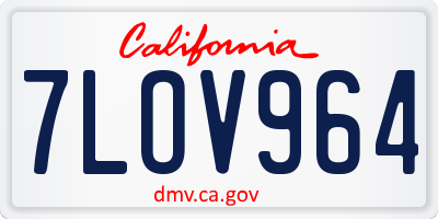 CA license plate 7LOV964