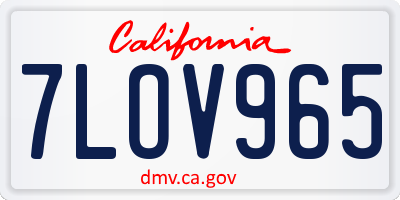 CA license plate 7LOV965