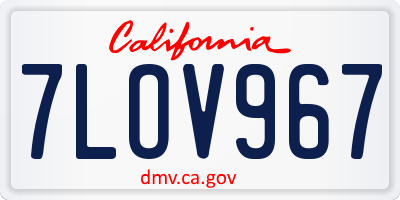 CA license plate 7LOV967
