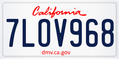 CA license plate 7LOV968