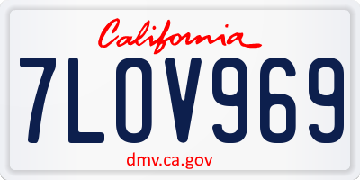CA license plate 7LOV969