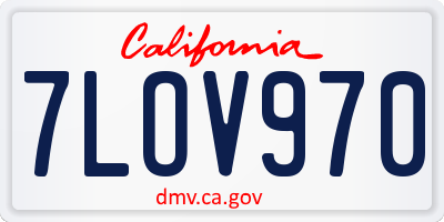 CA license plate 7LOV970