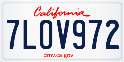 CA license plate 7LOV972