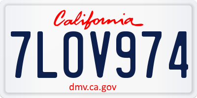CA license plate 7LOV974