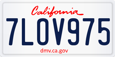 CA license plate 7LOV975