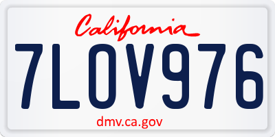 CA license plate 7LOV976