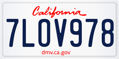 CA license plate 7LOV978