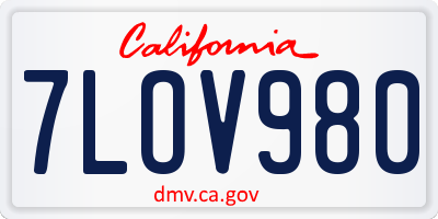 CA license plate 7LOV980