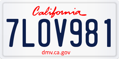 CA license plate 7LOV981