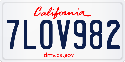 CA license plate 7LOV982