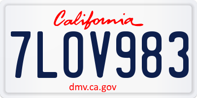 CA license plate 7LOV983