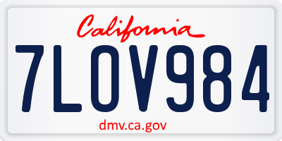 CA license plate 7LOV984