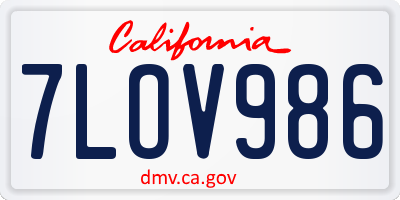 CA license plate 7LOV986