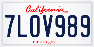 CA license plate 7LOV989