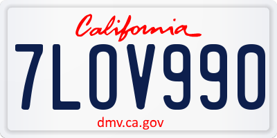 CA license plate 7LOV990