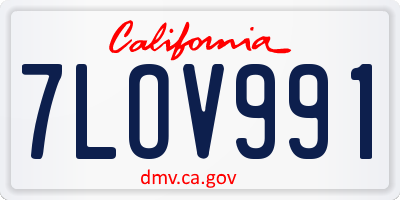 CA license plate 7LOV991
