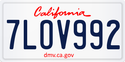 CA license plate 7LOV992