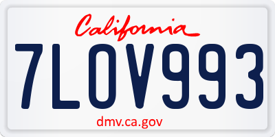 CA license plate 7LOV993