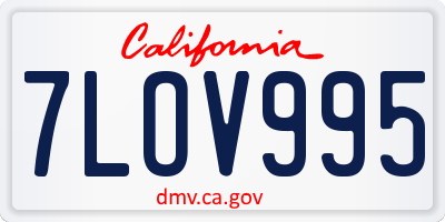 CA license plate 7LOV995