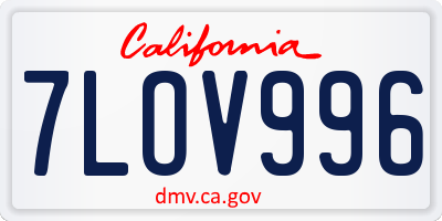 CA license plate 7LOV996