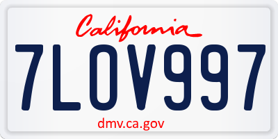 CA license plate 7LOV997