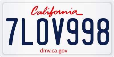 CA license plate 7LOV998