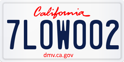 CA license plate 7LOW002